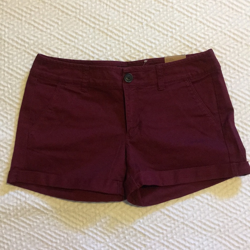 American Eagle Burgundy Midi Stretch Short